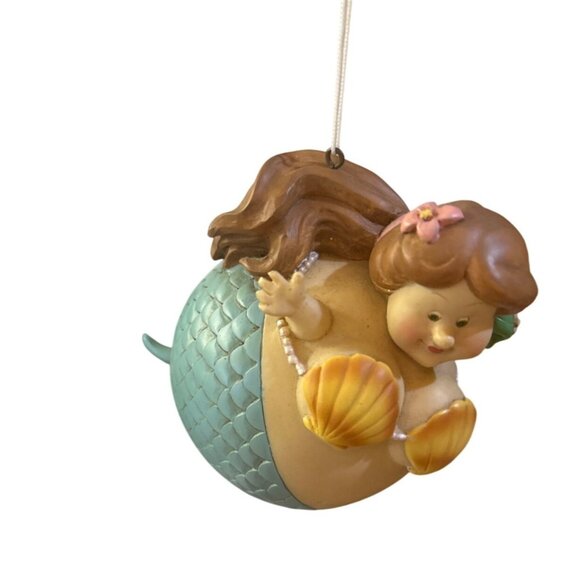 Handcrafted Hanging Mermaid Ornament With Seashell‎ Details - Picture 1 of 9